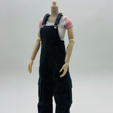 Maxbell 1/6 Scale Bib Overalls Mini Long Pants with Pocket for 12in Figures Dress up gray