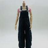 Maxbell 1/6 Scale Bib Overalls Mini Long Pants with Pocket for 12in Figures Dress up gray