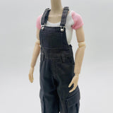 Maxbell 1/6 Scale Bib Overalls Mini Long Pants with Pocket for 12in Figures Dress up gray