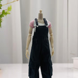 Maxbell 1/6 Scale Bib Overalls Mini Long Pants with Pocket for 12in Figures Dress up gray