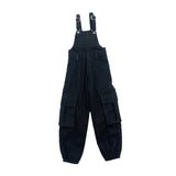 Maxbell 1/6 Scale Bib Overalls Mini Long Pants with Pocket for 12in Figures Dress up gray