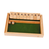 Maxbell Shut The Box Dice Game Travel 9 Numbers Single Player for Party Supplies Bar Wood Color