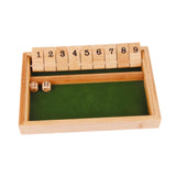 Maxbell Shut The Box Dice Game Travel 9 Numbers Single Player for Party Supplies Bar Wood Color
