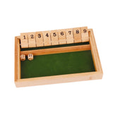 Maxbell Shut The Box Dice Game Travel 9 Numbers Single Player for Party Supplies Bar Wood Color