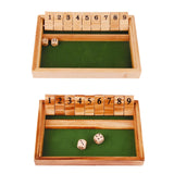 Maxbell Shut The Box Dice Game Travel 9 Numbers Single Player for Party Supplies Bar Wood Color