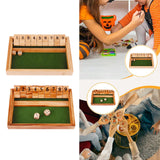 Maxbell Shut The Box Dice Game Travel 9 Numbers Single Player for Party Supplies Bar Wood Color