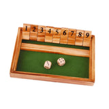 Maxbell Shut The Box Dice Game Travel 9 Numbers Single Player for Party Supplies Bar Wood Brown