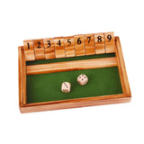 Maxbell Shut The Box Dice Game Travel 9 Numbers Single Player for Party Supplies Bar Wood Brown