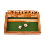 Maxbell Shut The Box Dice Game Travel 9 Numbers Single Player for Party Supplies Bar Wood Brown