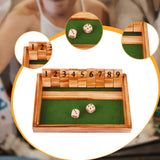 Maxbell Shut The Box Dice Game Travel 9 Numbers Single Player for Party Supplies Bar Wood Brown