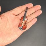 Maxbell Mini Violin Model Wooden Gift Mini Musical Instrument Decor for Cabinet Desk 7cm