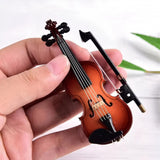 Maxbell Mini Violin Model Wooden Gift Mini Musical Instrument Decor for Cabinet Desk 7cm