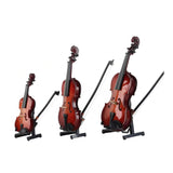 Maxbell Mini Violin Model Wooden Gift Mini Musical Instrument Decor for Cabinet Desk 7cm