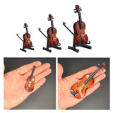 Maxbell Mini Violin Model Wooden Gift Mini Musical Instrument Decor for Cabinet Desk 7cm