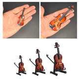 Maxbell Mini Violin Model Wooden Gift Mini Musical Instrument Decor for Cabinet Desk 7cm