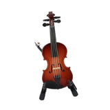 Maxbell Mini Violin Model Wooden Gift Mini Musical Instrument Decor for Cabinet Desk 7cm