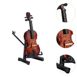 Maxbell Mini Violin Model Wooden Gift Mini Musical Instrument Decor for Cabinet Desk 7cm