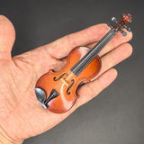 Maxbell Mini Violin Model Wooden Gift Mini Musical Instrument Decor for Cabinet Desk 13cm