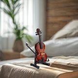 Maxbell Mini Violin Model Wooden Gift Mini Musical Instrument Decor for Cabinet Desk 13cm
