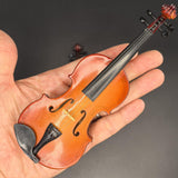 Maxbell Mini Violin Model Wooden Gift Mini Musical Instrument Decor for Cabinet Desk 17cm