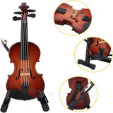 Maxbell Mini Violin Model Wooden Gift Mini Musical Instrument Decor for Cabinet Desk 17cm