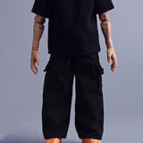 Maxbell 1/12 Scale Action Figure Clothes Trousers Fashion Dress up for 6" Male Dolls Black
