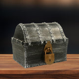Maxbell Pirate Treasure Chest Decor Decorative Jewelry Box for Play Outdoor Birthday Silver