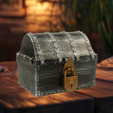 Maxbell Pirate Treasure Chest Decor Decorative Jewelry Box for Play Outdoor Birthday Silver
