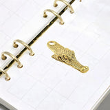Maxbell Crocodile Shaped Paper Clip Vivid Binder Clip for Scrapbook Old Gold