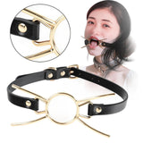 Maxbell Open Mouth Gag Head Harness Portable for Club Music Festival Valentine's Day Black