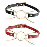 Maxbell Open Mouth Gag Head Harness Portable for Club Music Festival Valentine's Day Black