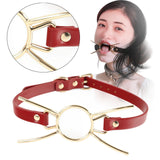 Maxbell Open Mouth Gag Head Harness Portable for Club Music Festival Valentine's Day Red