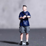 Maxbell 1/64 Miniature Figure Collections Dollhouse Accessories Mini People Figurine Man Blue