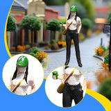 Maxbell 1:64 Scale People Figurine Resin Street People Figure for Miniature Projects green hat