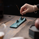 Maxbell Incense Holder Housewarming Gift Ash Catcher Tray for Restaurant Home Office Green