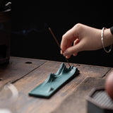 Maxbell Incense Holder Housewarming Gift Ash Catcher Tray for Restaurant Home Office Green