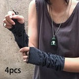 Maxbell 4x Women's Punk Fingerless Gloves Comfortable for Halloween Masquerade Party