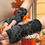 Maxbell 4x Women's Punk Fingerless Gloves Comfortable for Halloween Masquerade Party