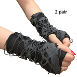 Maxbell 4x Women's Punk Fingerless Gloves Comfortable for Halloween Masquerade Party
