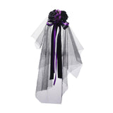 Maxbell Halloween Bridal Veil Headpiece for Masquerade Balls Escape Rooms Stage Show Purple Rose