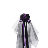 Maxbell Halloween Bridal Veil Headpiece for Masquerade Balls Escape Rooms Stage Show Purple Rose