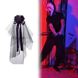 Maxbell Halloween Bridal Veil Headpiece for Masquerade Balls Escape Rooms Stage Show Purple Rose