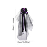 Maxbell Halloween Bridal Veil Headpiece for Masquerade Balls Escape Rooms Stage Show Purple Rose