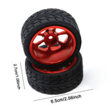Maxbell RC Wheels Tires Kit Upgrade Accessories RC Rubber Tires for 144001 1:10 1/14 Red