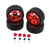 Maxbell RC Wheels Tires Kit Upgrade Accessories RC Rubber Tires for 144001 1:10 1/14 Red
