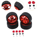 Maxbell RC Wheels Tires Kit Upgrade Accessories RC Rubber Tires for 144001 1:10 1/14 Red