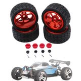 Maxbell RC Wheels Tires Kit Upgrade Accessories RC Rubber Tires for 144001 1:10 1/14 Red