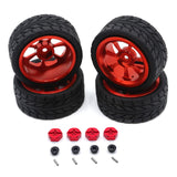 Maxbell RC Wheels Tires Kit Upgrade Accessories RC Rubber Tires for 144001 1:10 1/14 Red