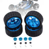Maxbell RC Wheels Tires Kit Upgrade Accessories RC Rubber Tires for 144001 1:10 1/14 Blue