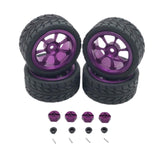 Maxbell RC Wheels Tires Kit Upgrade Accessories RC Rubber Tires for 144001 1:10 1/14 Purple